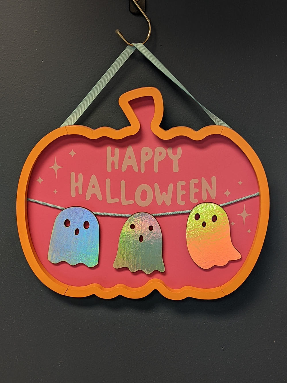 Happy Halloween Hanging Sign - Seasonal Decor - 12"x10" - Like New